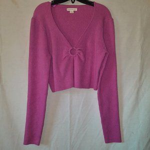 Aeropostale Plus Size Ribbed Keyhole Cropped Flyaway Sweater; Hot Pink; size XL